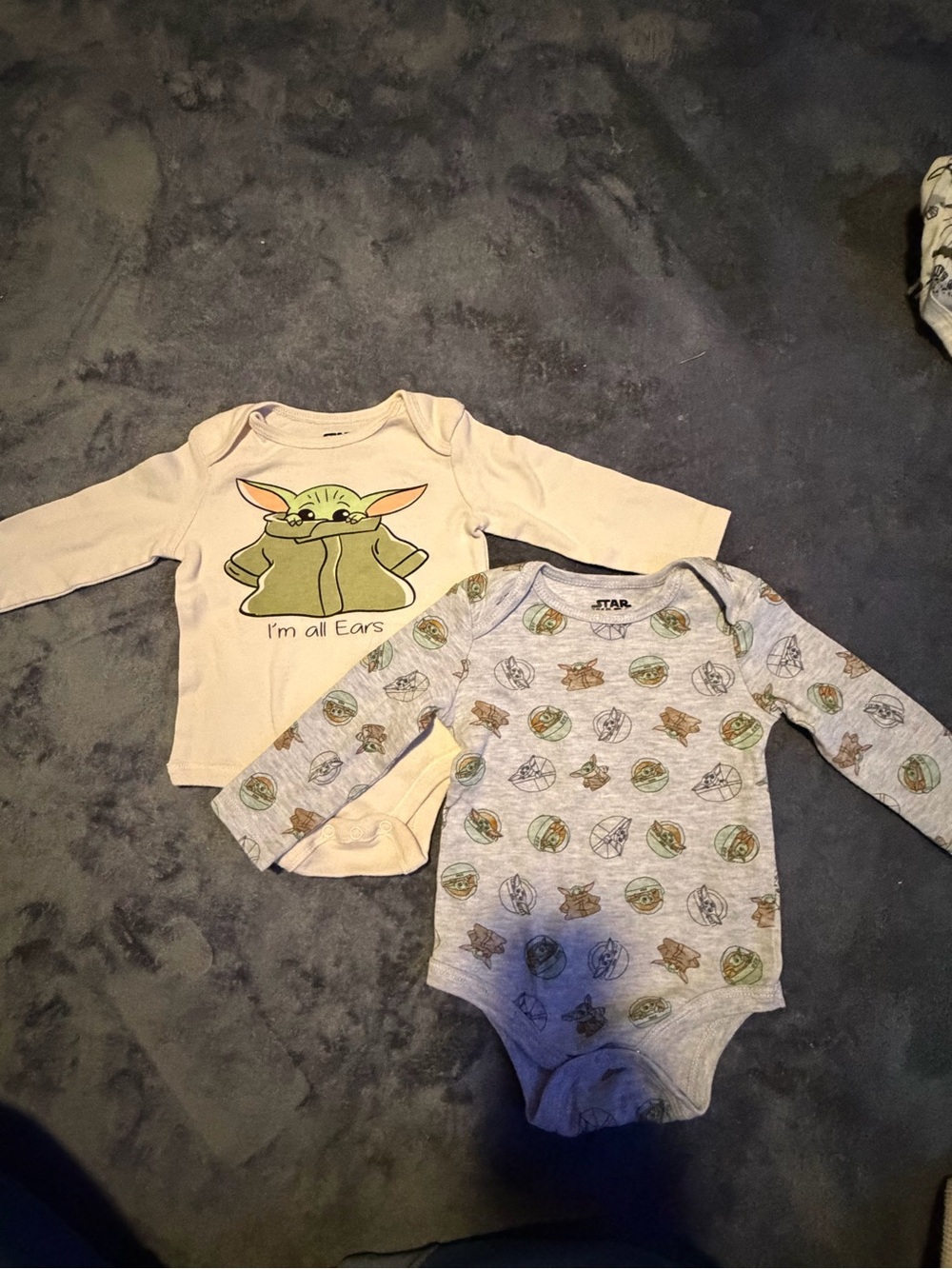 Star Wars Baby Yoda (Grogu) Long Sleeve bodysuit Set - Cream & Light Gray